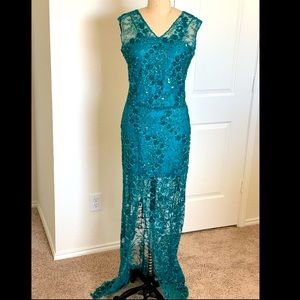 Beautiful Custom made beaded teal dress